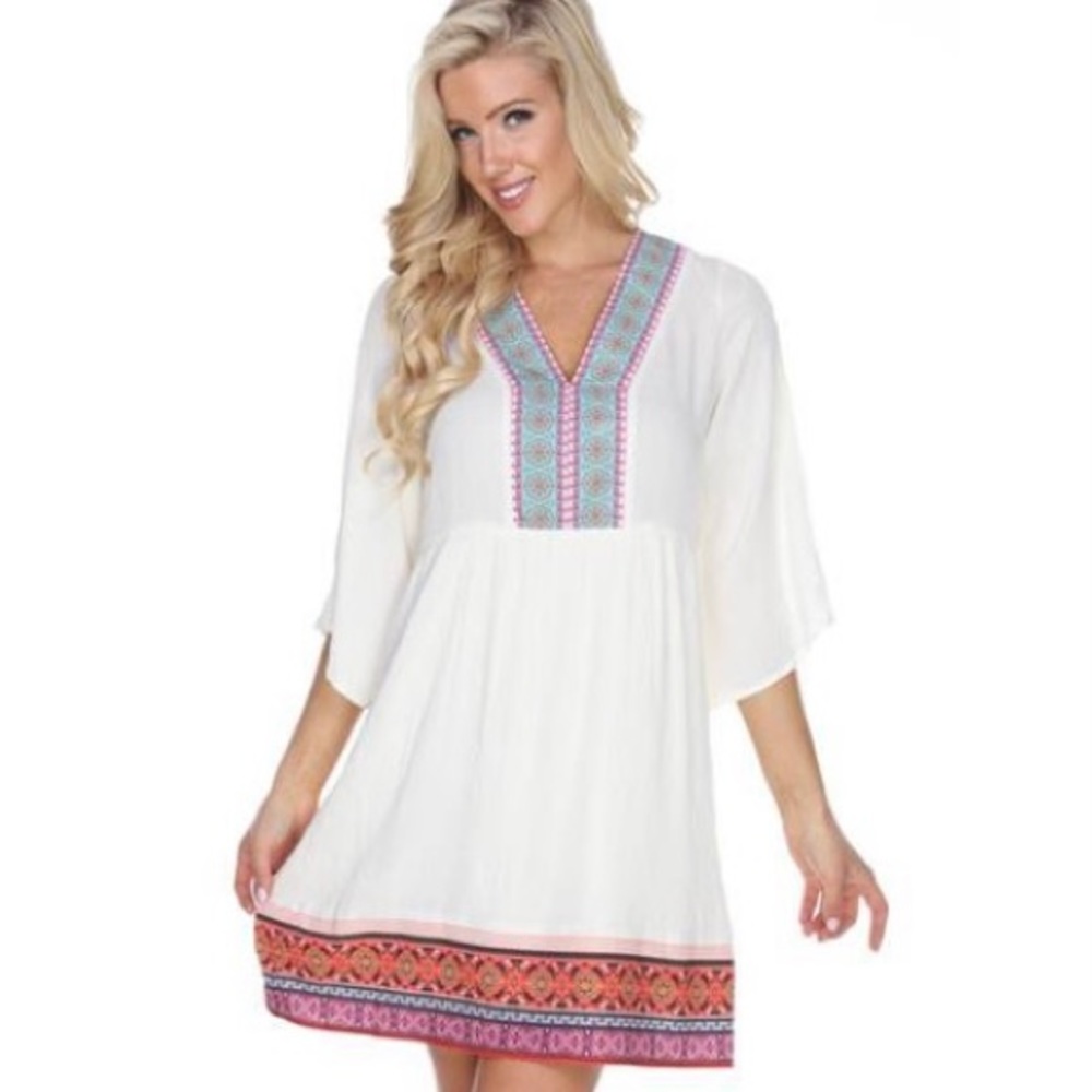 White Mark Embroidered Dress
